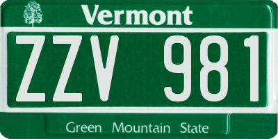 VT license plate ZZV981