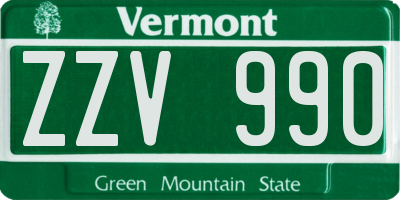 VT license plate ZZV990