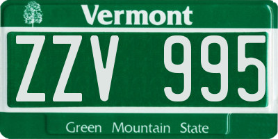 VT license plate ZZV995