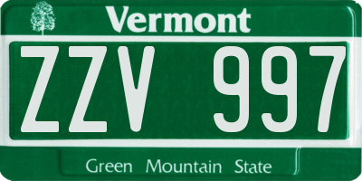 VT license plate ZZV997
