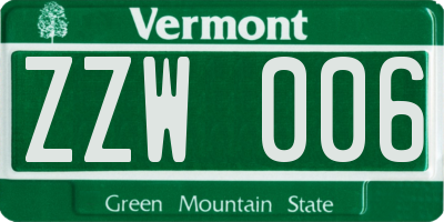 VT license plate ZZW006