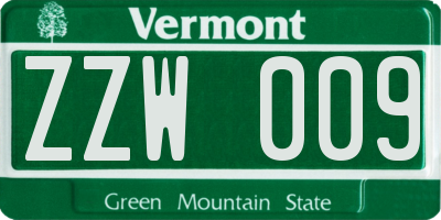 VT license plate ZZW009