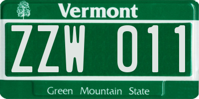 VT license plate ZZW011