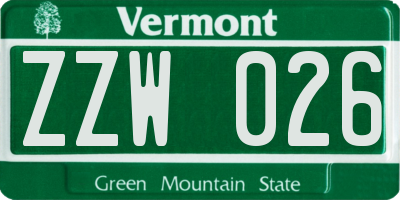 VT license plate ZZW026