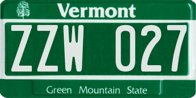 VT license plate ZZW027