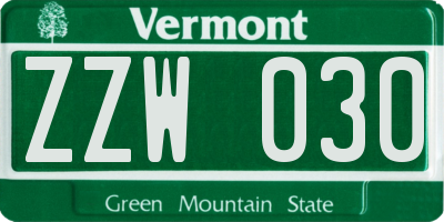 VT license plate ZZW030