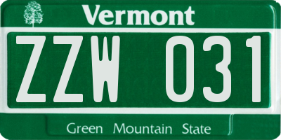 VT license plate ZZW031