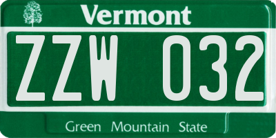 VT license plate ZZW032