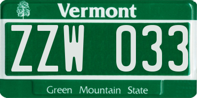 VT license plate ZZW033