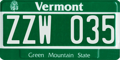 VT license plate ZZW035