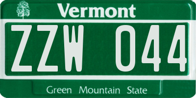 VT license plate ZZW044
