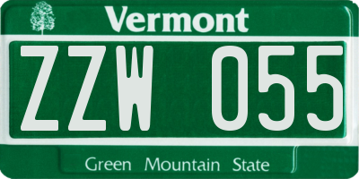 VT license plate ZZW055