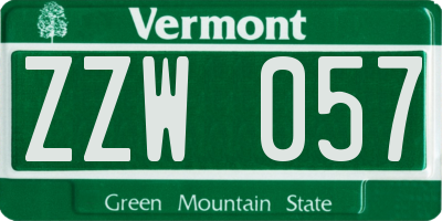 VT license plate ZZW057