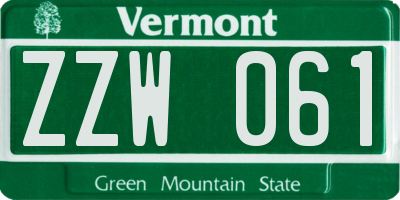 VT license plate ZZW061