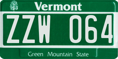 VT license plate ZZW064