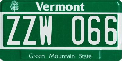 VT license plate ZZW066