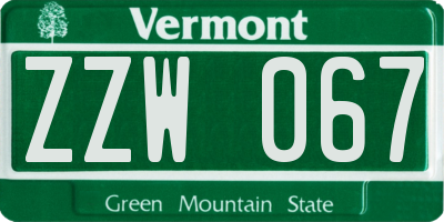 VT license plate ZZW067