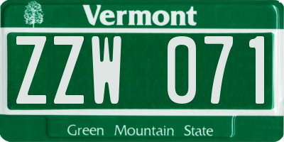 VT license plate ZZW071