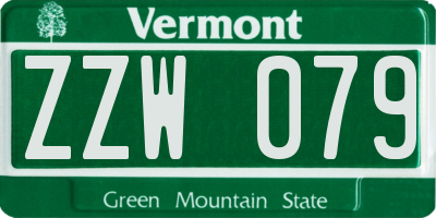 VT license plate ZZW079