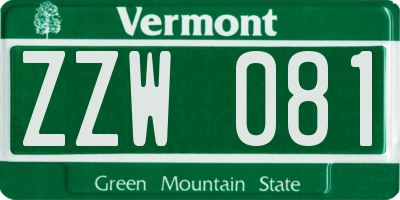 VT license plate ZZW081