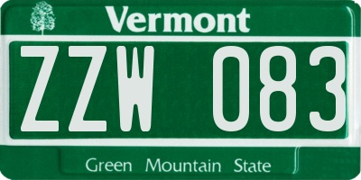 VT license plate ZZW083