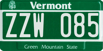 VT license plate ZZW085