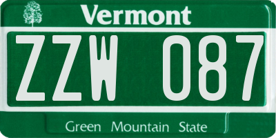 VT license plate ZZW087