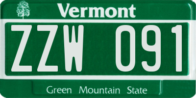 VT license plate ZZW091