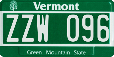 VT license plate ZZW096