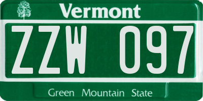 VT license plate ZZW097