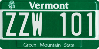 VT license plate ZZW101