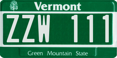 VT license plate ZZW111