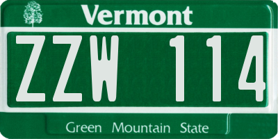 VT license plate ZZW114