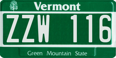 VT license plate ZZW116