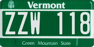 VT license plate ZZW118