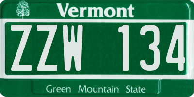 VT license plate ZZW134