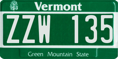 VT license plate ZZW135