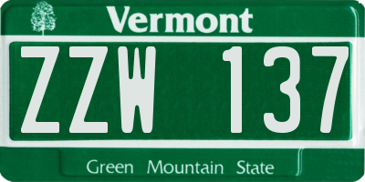 VT license plate ZZW137