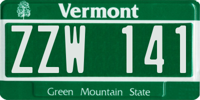 VT license plate ZZW141