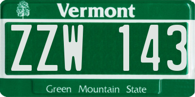 VT license plate ZZW143