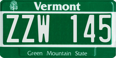 VT license plate ZZW145