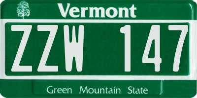 VT license plate ZZW147