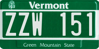 VT license plate ZZW151