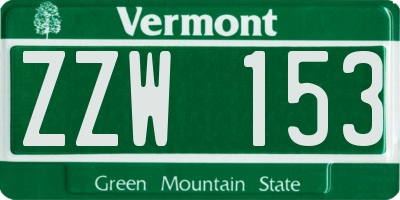 VT license plate ZZW153
