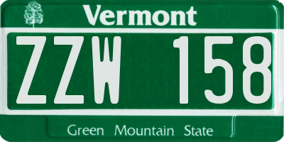 VT license plate ZZW158