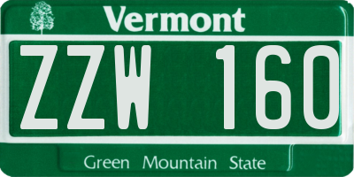 VT license plate ZZW160