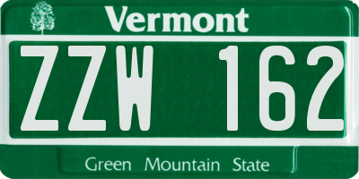 VT license plate ZZW162