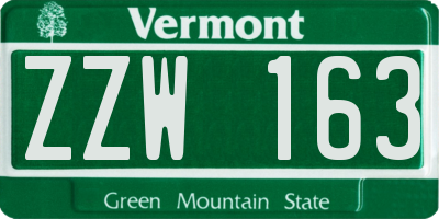 VT license plate ZZW163