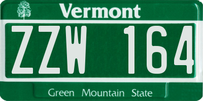 VT license plate ZZW164
