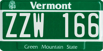 VT license plate ZZW166